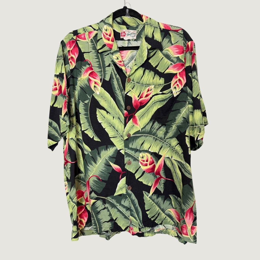 VTG Hilo Hattie The Hawaiian Original Floral Bird of Paradise Shirt Mens L